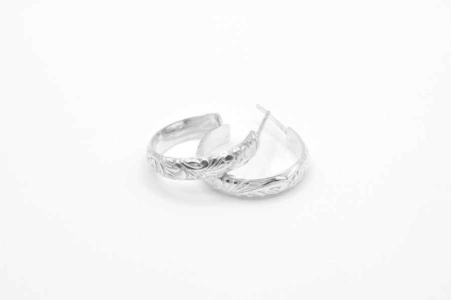 Silver Flora Hoops